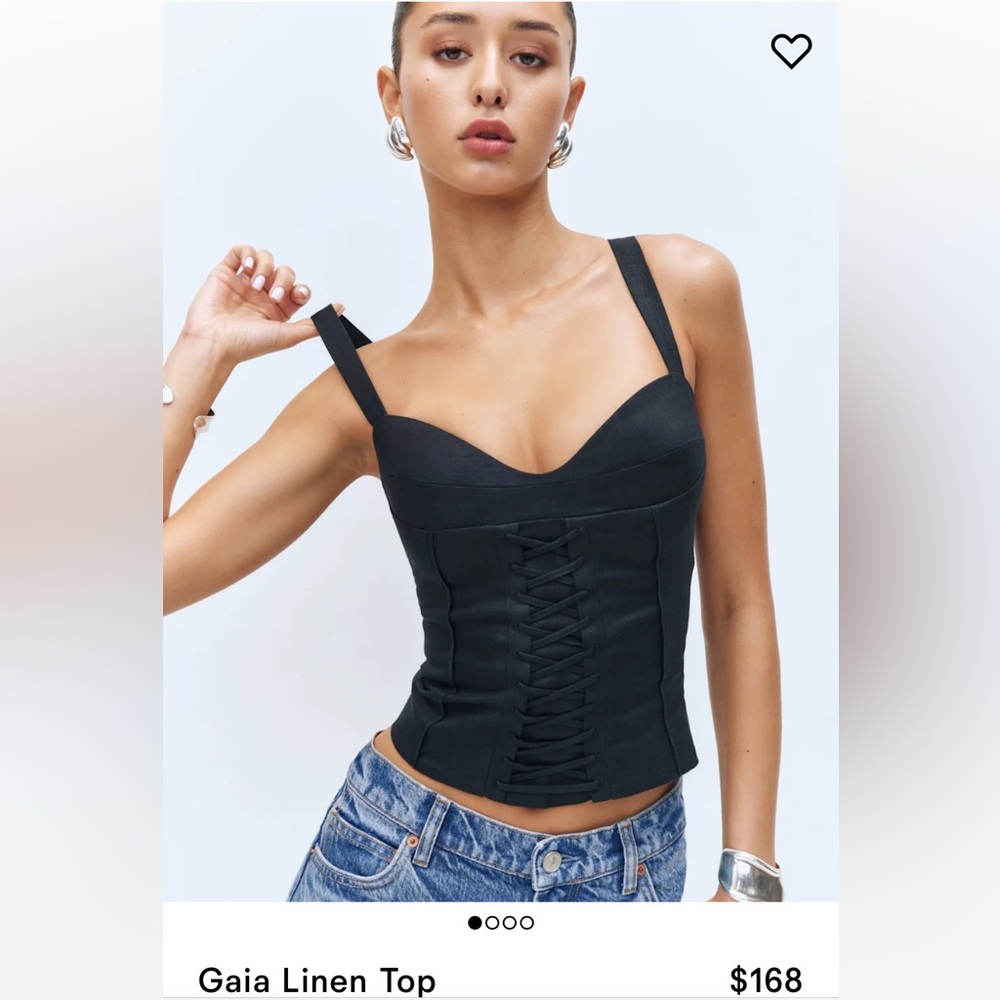Reformation Gaia Linen Top Black - Size 2